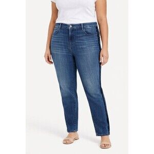 Talbots High Waist Straight Ankle Jean Blue Sequin Side Stripe Sz 16W NWT!!